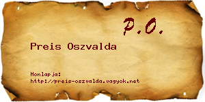 Preis Oszvalda névjegykártya